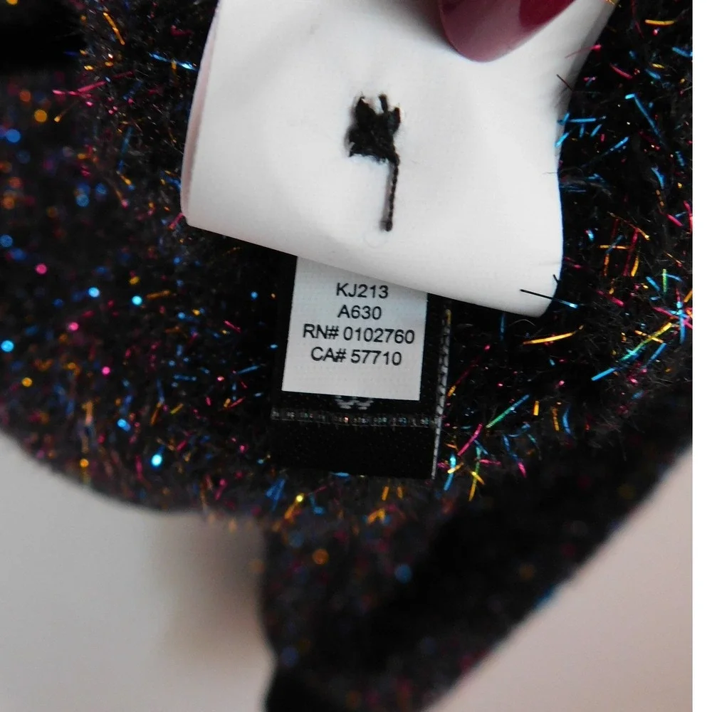 Kate Spade Spade Logo Sparkle Cardigan Black Multi Metallic KJ213 Womens‎ Medium